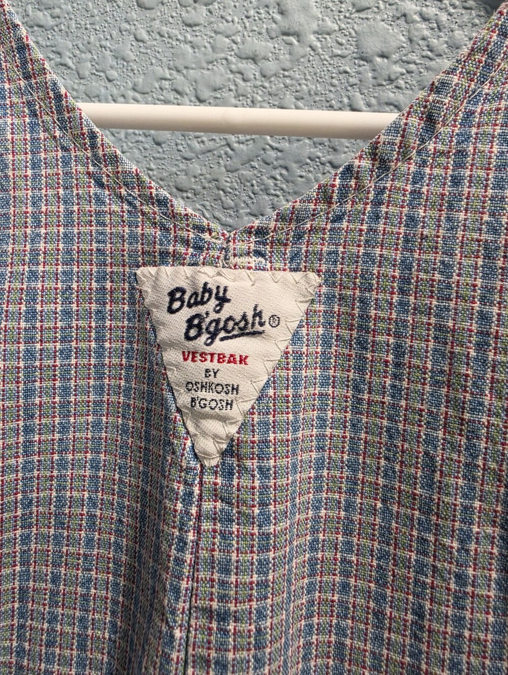 Vintage Plaid Osh Kosh B Gosh Vest Back Baby 24 Month Overalls - Picture 5 of 11